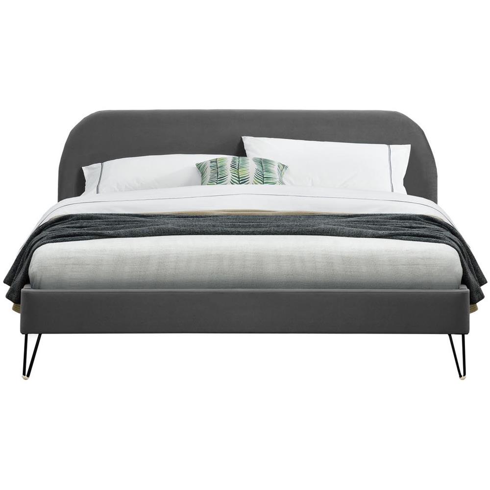 Phoenix Struttura Letto In Velluto Grigio E Piedi Neri 140x190 Cm - Foto 8