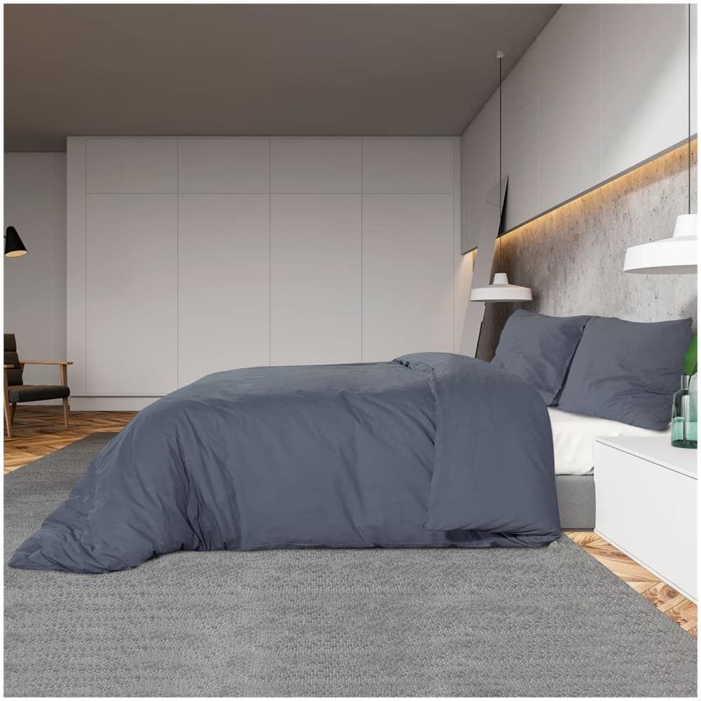 Set Copripiumino Antracite 200x200 Cm In Microfibra Leggera - Foto 7