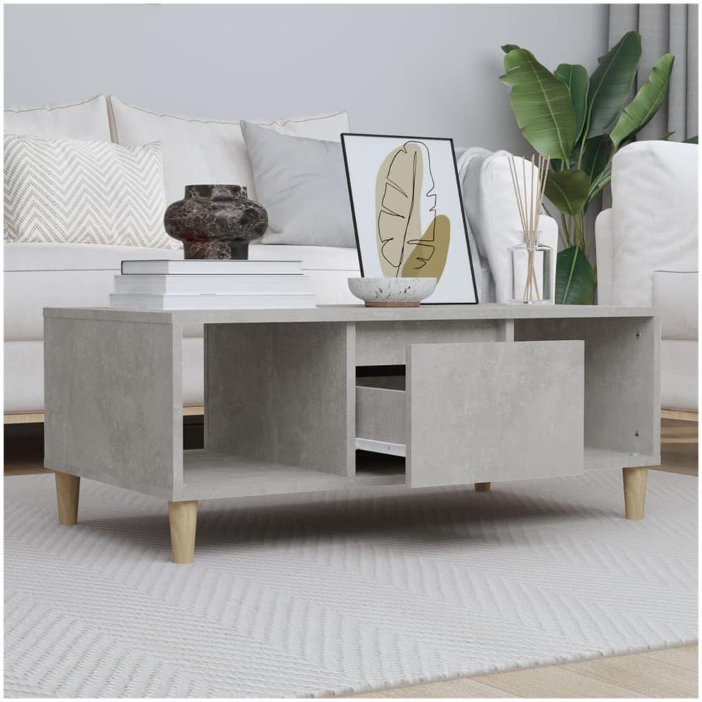 Tavolino Salotto Grigio Cemento 90x50x36,5 Cm Legno Multistrato - Foto 1