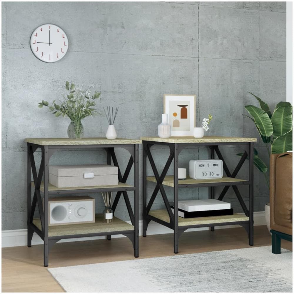 Tavolini 2 Pz Rovere Sonoma 40x42x50 Cm In Legno Multistrato - Foto 1