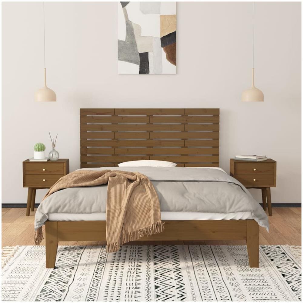 Testiera Da Parete Miele 126x3x63 Cm In Legno Massello Di Pino - Foto 3