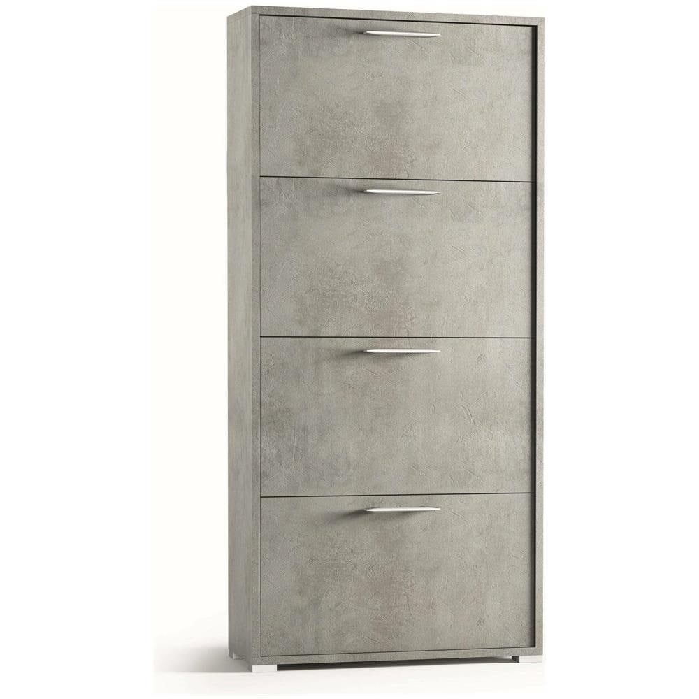 Scarpiera Rosa, Mobile Multiuso Da Ingresso Con 4 Ante A Ribalta, Armadietto Portascarpe A Doppia Profondità, 100% Made In Italy, 67x28h147 Cm, Cemento - Foto 2