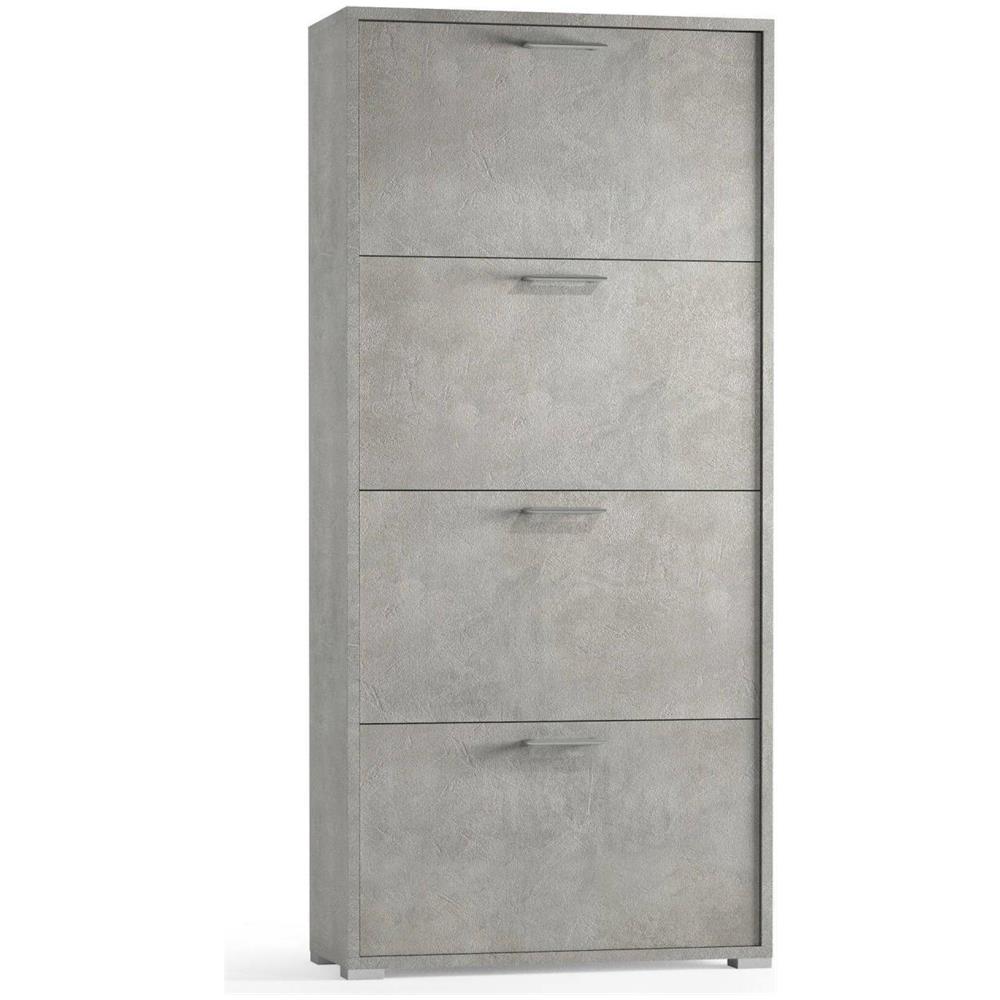 Scarpiera Rosa, Mobile Multiuso Da Ingresso Con 4 Ante A Ribalta, Armadietto Portascarpe A Doppia Profondità, 100% Made In Italy, 67x28h147 Cm, Cemento - Foto 4