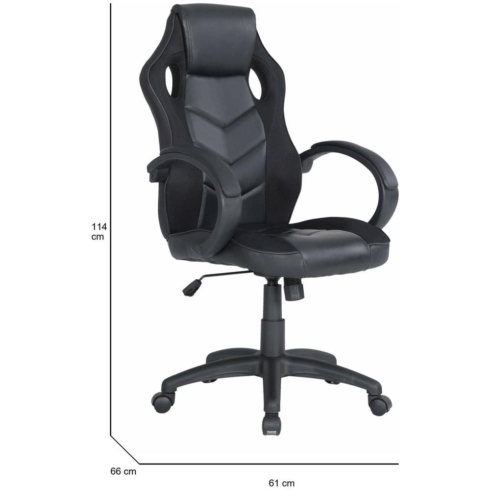 Sedia Da Gaming Caloundra, Poltrona Da Gaming Adulto, Sedia Da Scrivania, 66x61h104/114 Cm, Nero - Foto 2
