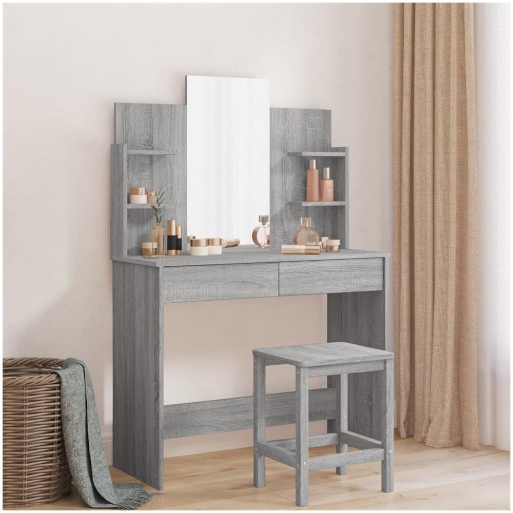 Toeletta Con Specchio Grigio Sonoma 96x39x142 Cm - Foto 1