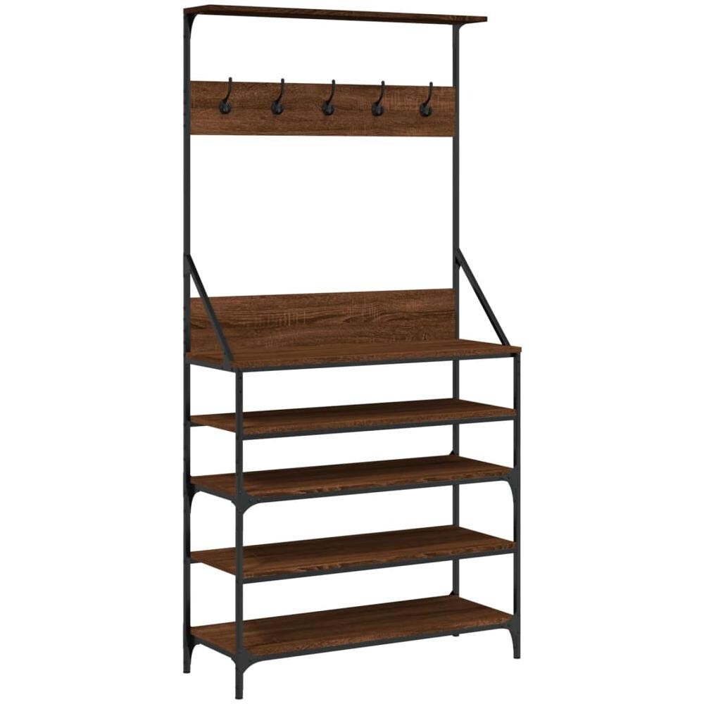 Appendiabiti Con Porta Scarpe Rovere Marrone 90x34x184 Cm - Foto 2