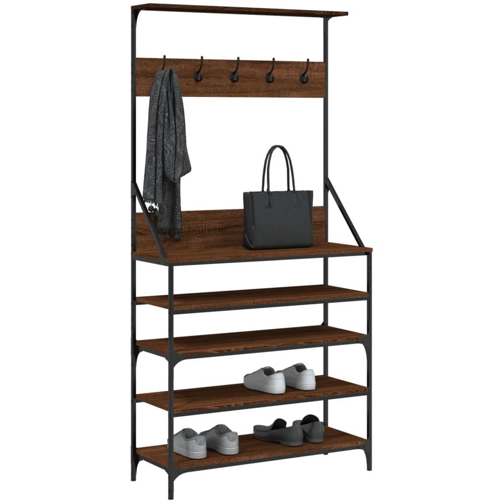 Appendiabiti Con Porta Scarpe Rovere Marrone 90x34x184 Cm - Foto 3