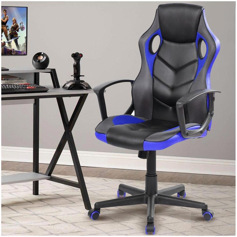 Sedia Poltrona Gaming Scrivania Ufficio Casa Regolabile Girevole Direzionale Blu - Foto 1