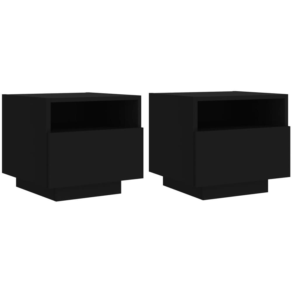 Comodini Con Luci Led 2pz Neri 40x39x37 Cm - Foto 2