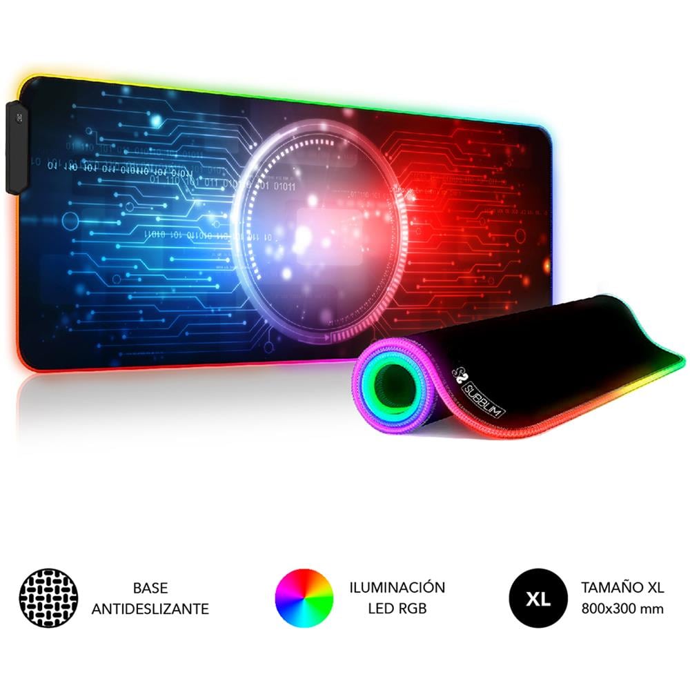 SUBMP-02RGB12 tappetino per mouse Tappetino per mouse per gioco da computer Nero, Multicolore - Foto 1