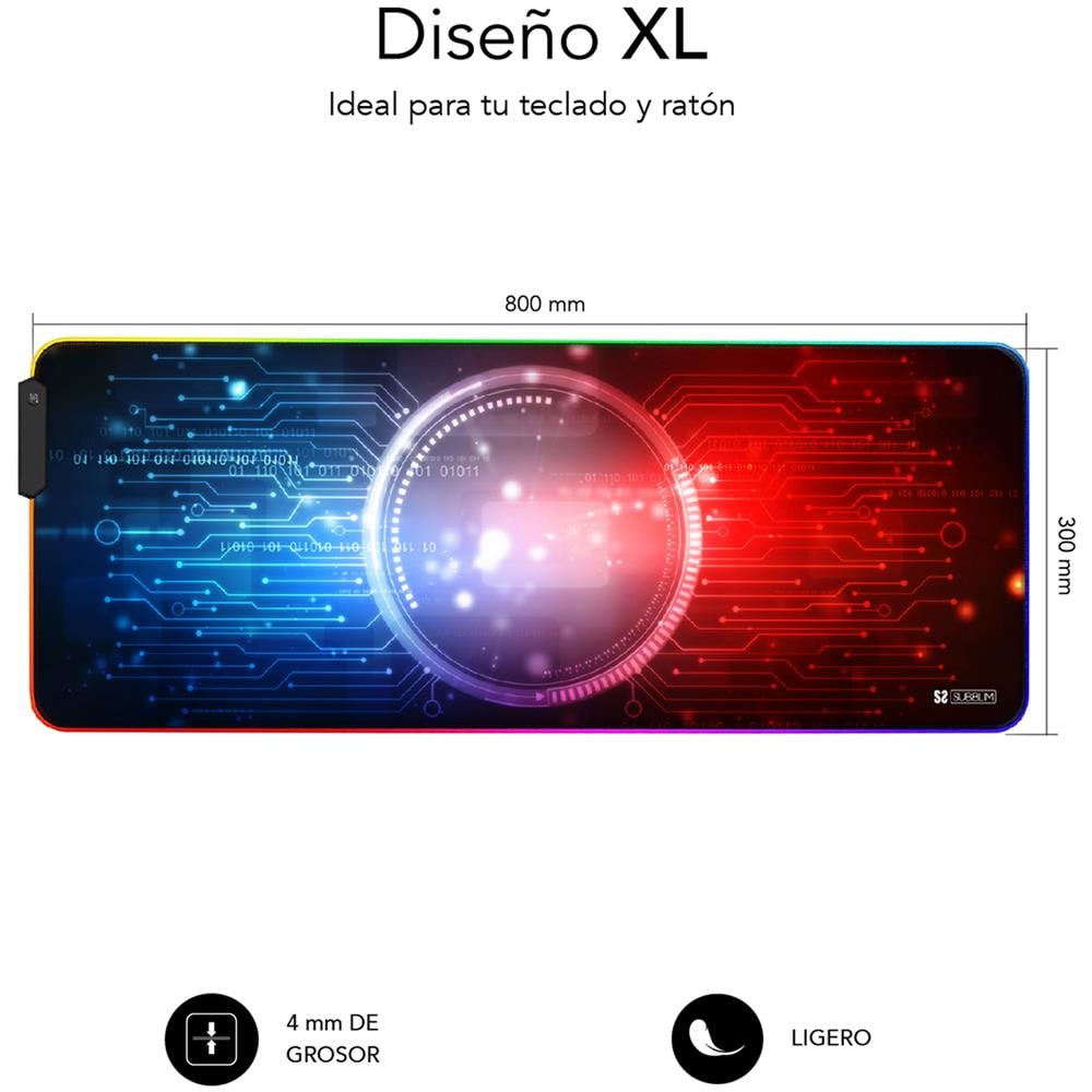 SUBMP-02RGB12 tappetino per mouse Tappetino per mouse per gioco da computer Nero, Multicolore - Foto 3