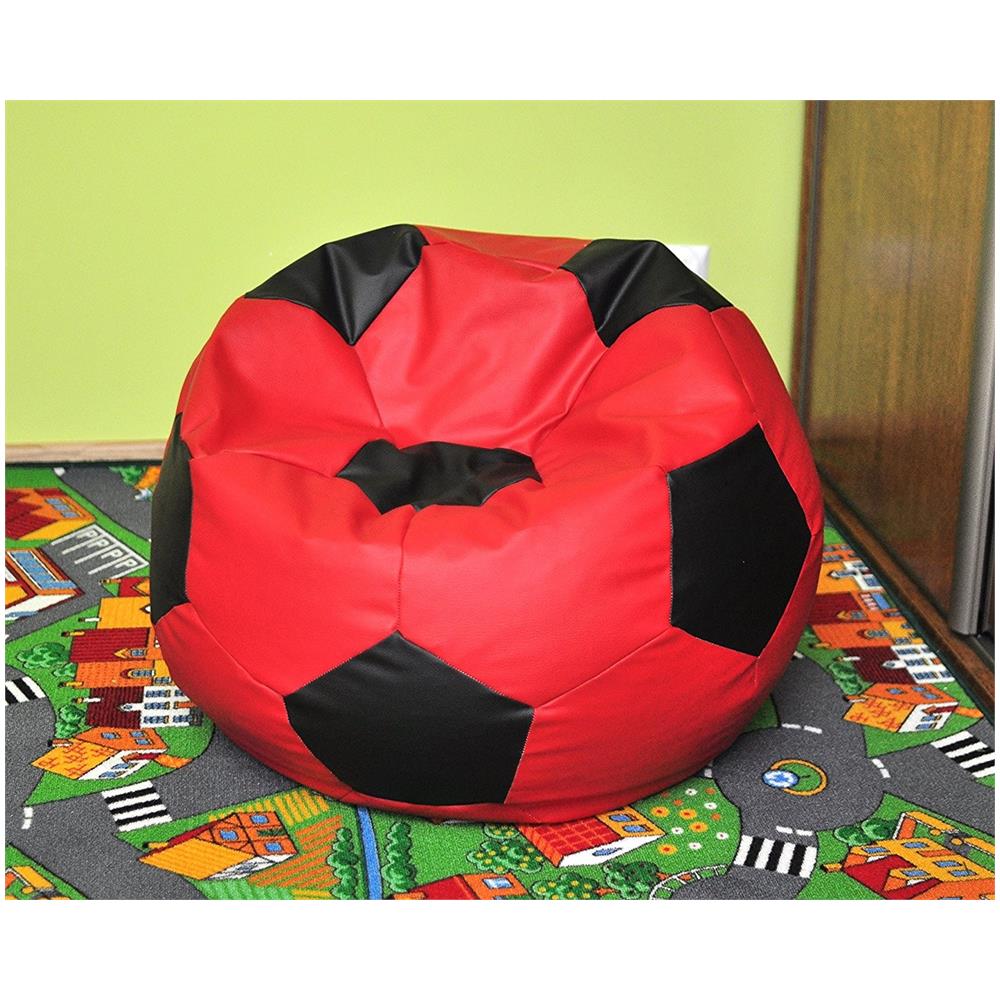 Pouf, Poltrona A Sacco Pallone Calcio Xxl Rosso / nero - Foto 1