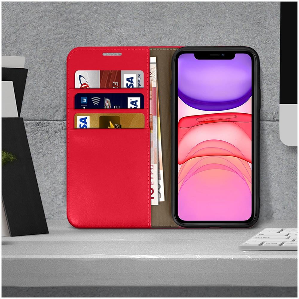 Custodia Apple Iphone 11pelle Portafoglio Funzione Stand - Rosso - Foto 10