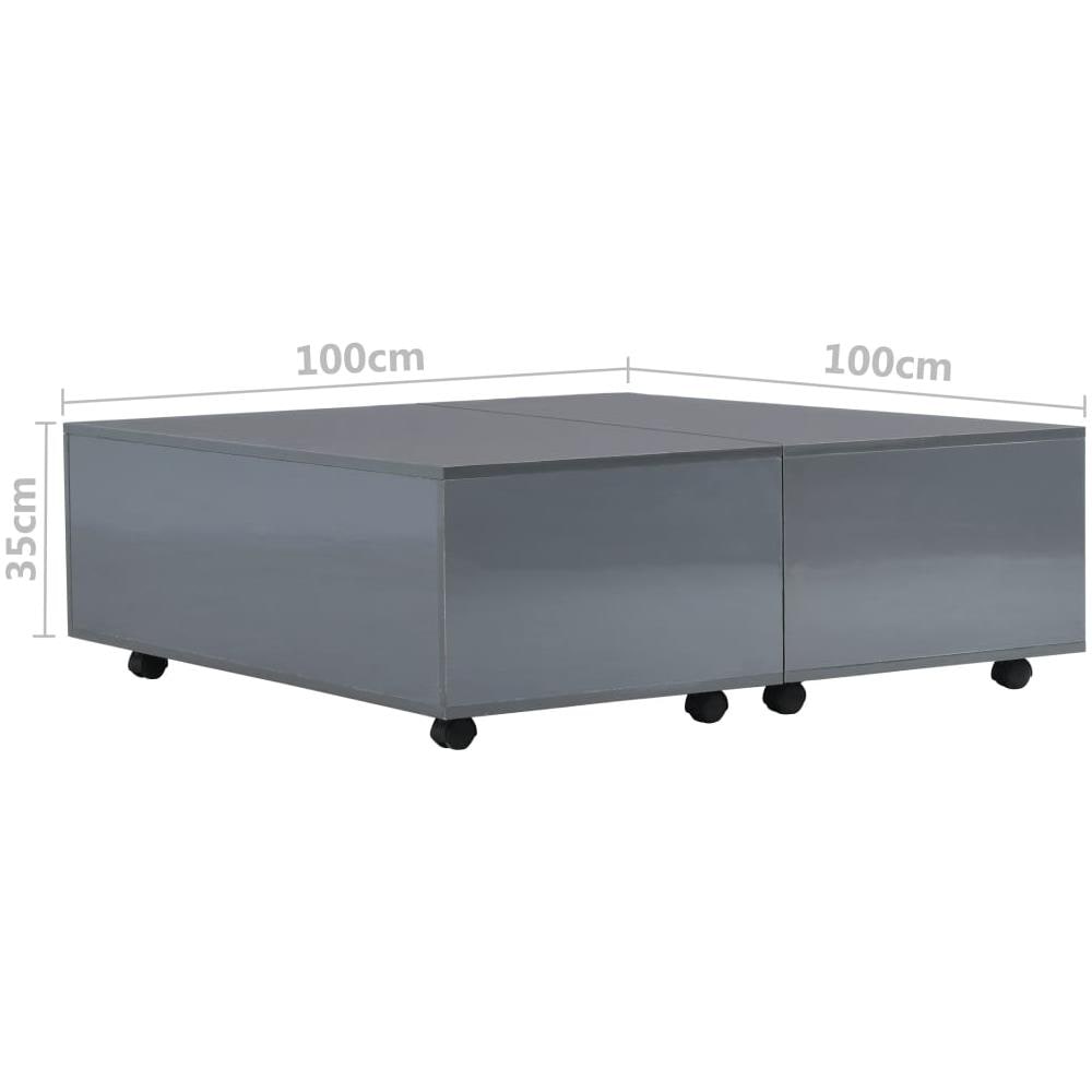 Tavolino da Salotto Grigio Lucido 100x100x35 cm - Foto 8