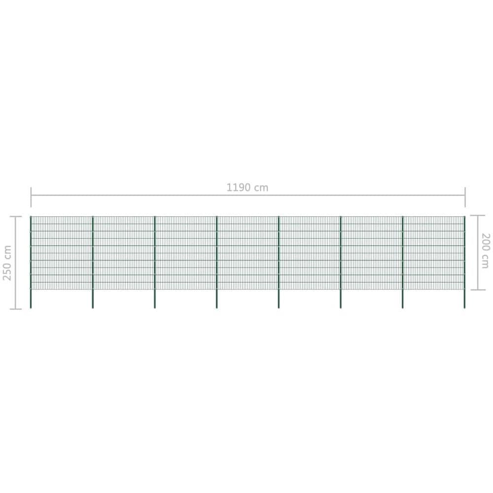 Pannello Di Recinzione Con Pali In Ferro 11,9x2 M Verde - Foto 5
