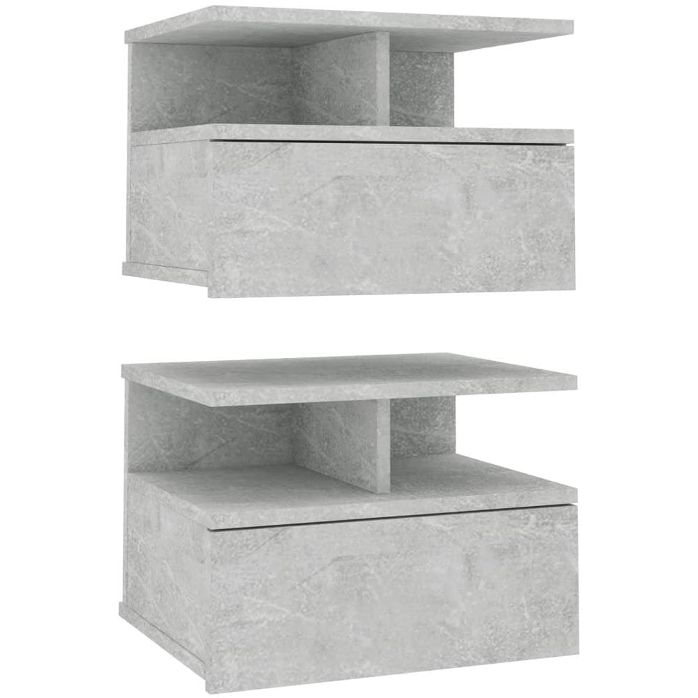 Comodini Pensili 2pz Grigio Cemento 40x31x27cm in Multistrato - Foto 2