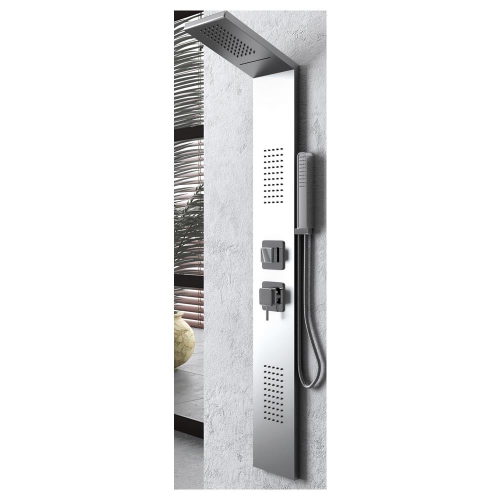Colonna Doccia 002 4 Funzioni Acciaio Inox Getto A Cascata 2 Bocchette Idro Lombari L20xp44xh170 *** Finitura- : Spazzolato - Foto 1