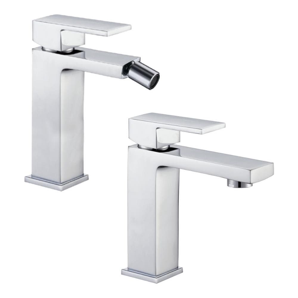 Miscelatore Rubinetto Bidet Cromato + Miscelatore Rubinetto Lavabo Cromato Bagno Casa - Foto 2