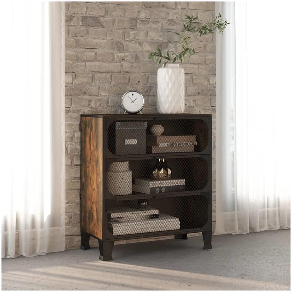 Armadietto Marrone Rustico 72x36x82 Cm In Metallo E Mdf - Foto 1