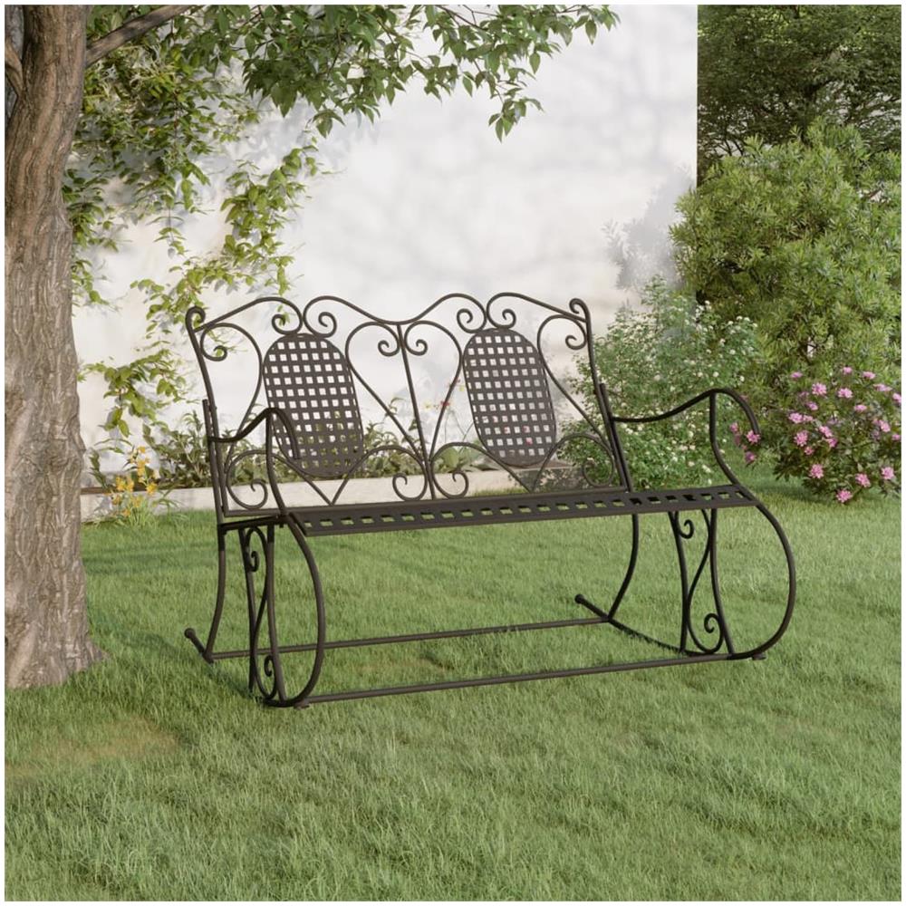 Panca a Dondolo a 2 Posti 113 cm Nera in Acciaio - Foto 1