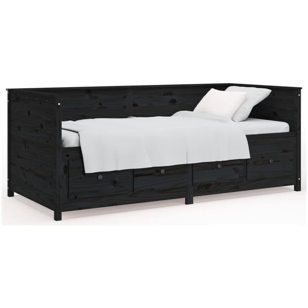 Dormeuse Nera 90x190 Cm In Legno Massello Di Pino - Foto 2