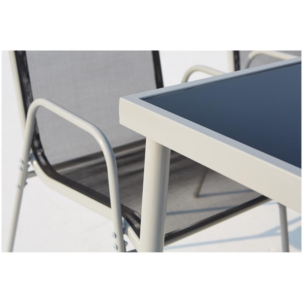 Tavolo Da Giardino E 6 Sedie In Acciaio E Textilene Grigio Lusiana - Foto 2