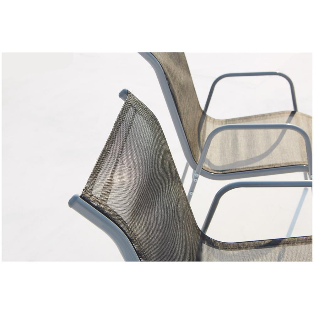 Tavolo Da Giardino E 6 Sedie In Acciaio E Textilene Grigio Lusiana - Foto 8
