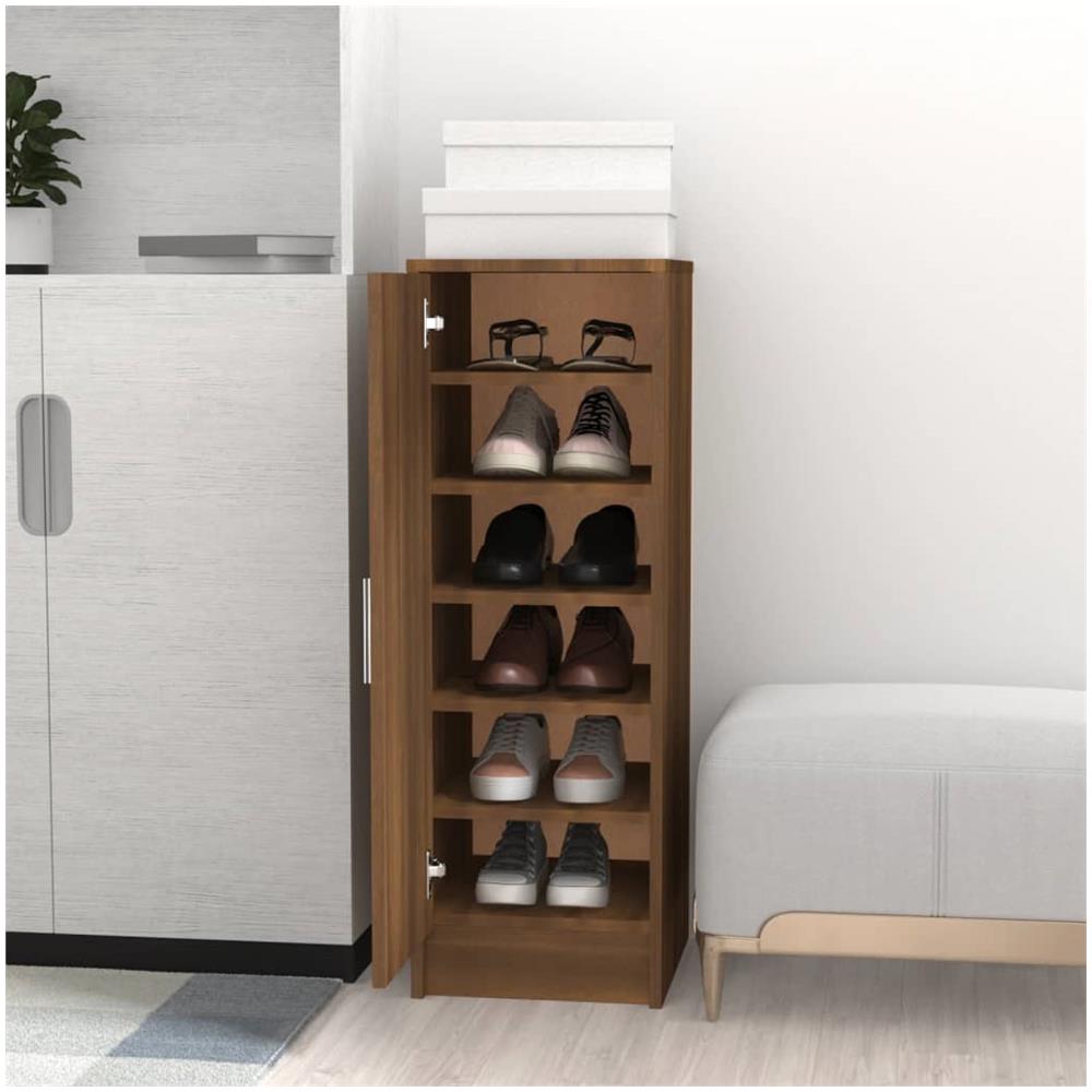 Scarpiera Rovere Marrone 32x35x92 Cm In Legno Multistrato - Foto 1