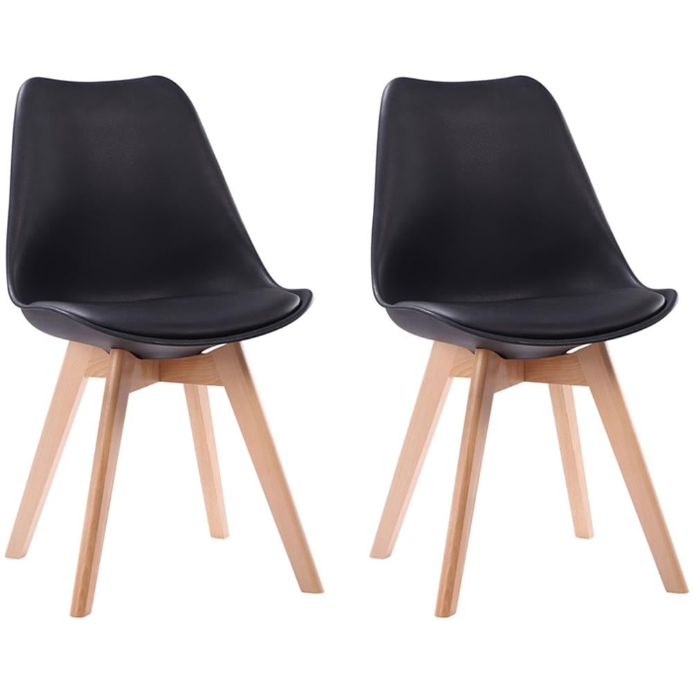 Set Di 2 Sedie Scandinave Nora Nere Con Cuscino - Foto 1