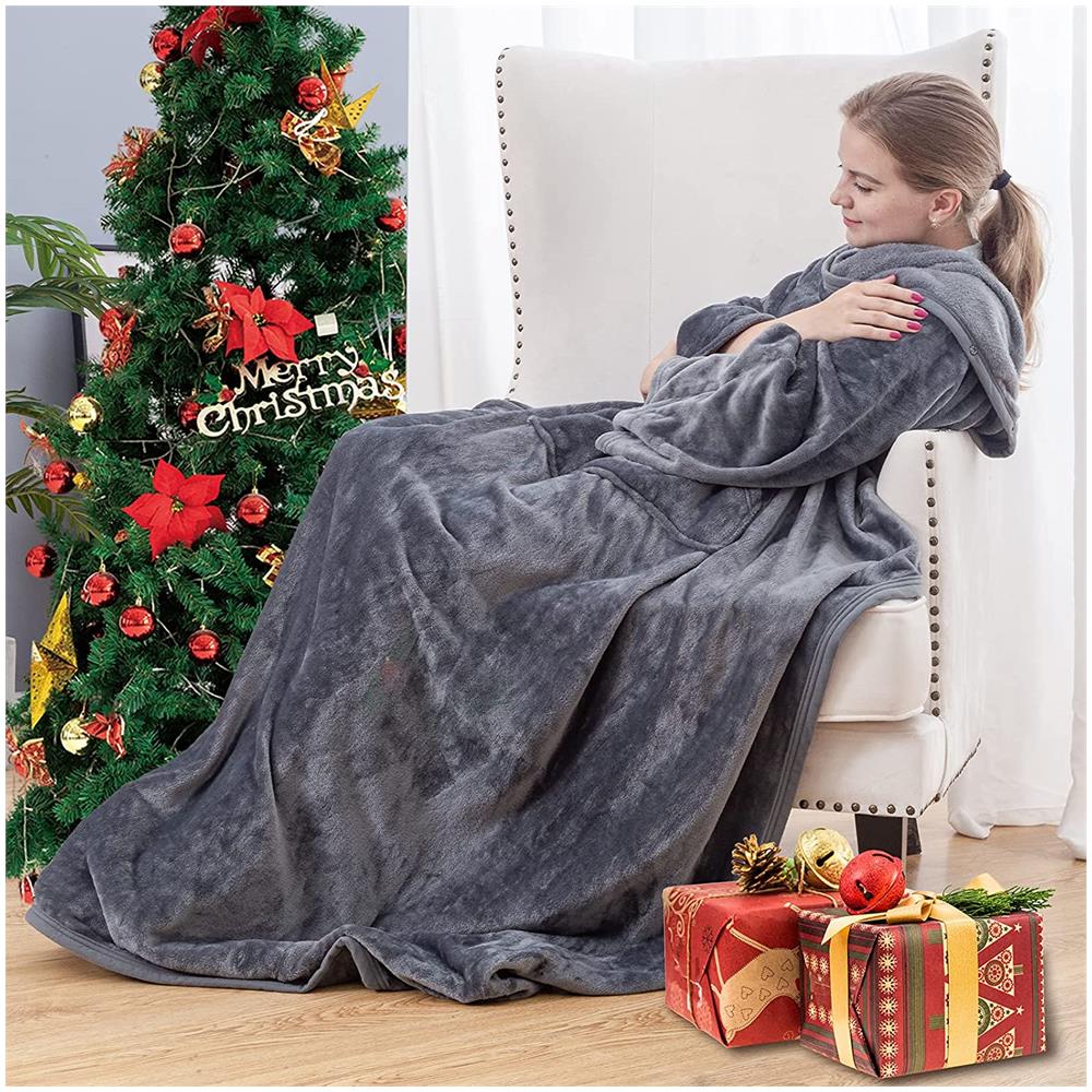 Coperta Morbida Con Maniche Grigio 180x140 Cm - Foto 2