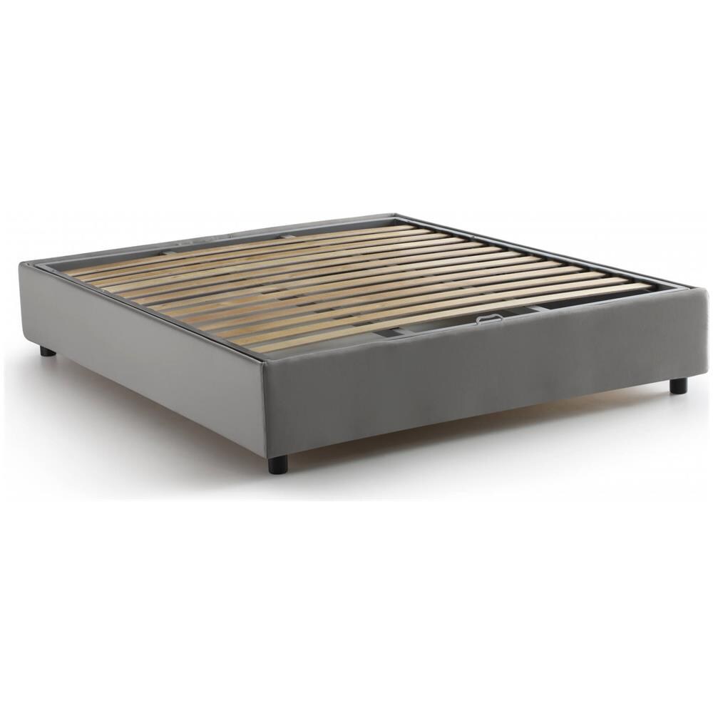 Letto Matrimoniale Azzurra, Letto Contenitore Con Rivestimento In Tessuto, 100% Made In Italy, Apertura Frontale, Adatto Per Materasso Cm 140x190, Grigio - Foto 4