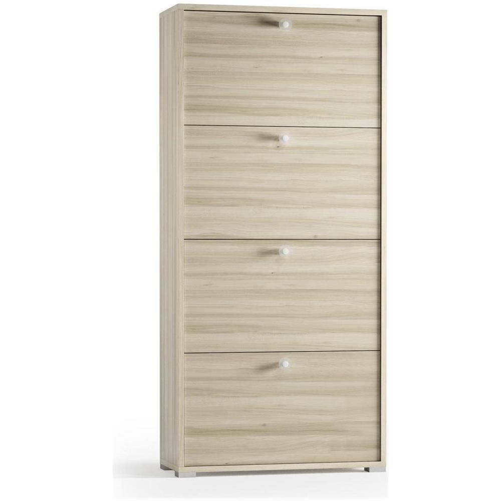 Scarpiera Rosa, Mobile Multiuso Da Ingresso Con 4 Ante A Ribalta, Armadietto Portascarpe A Doppia Profondità, 100% Made In Italy, 67x28h147 Cm, Olmo - Foto 2