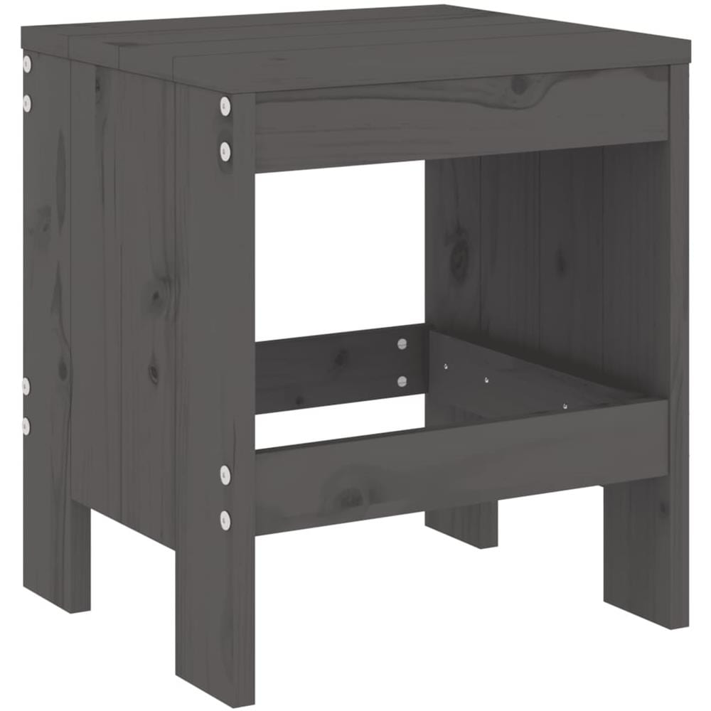 Sgabelli Da Giardino 2pz Grigi 40x36x45cm Legno Massello Pino - Foto 3