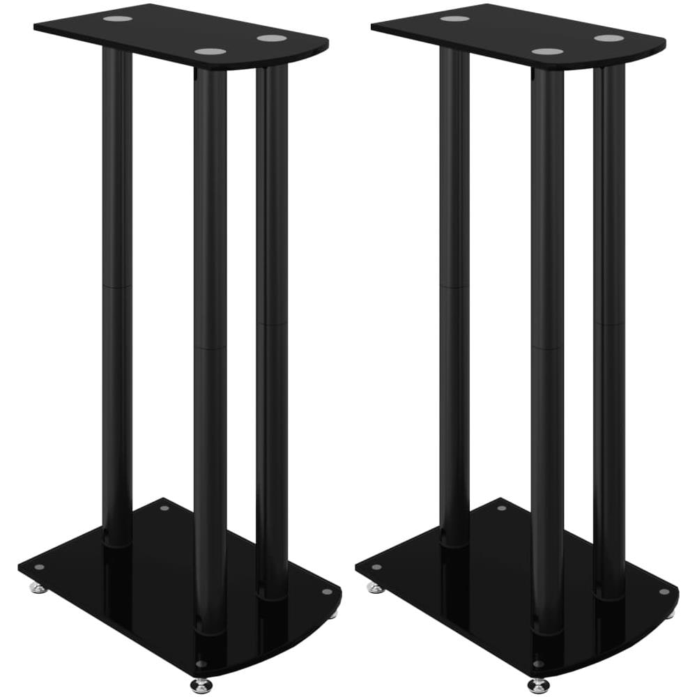 Pedane Per Casse 2pz Nero Vetro Temperato Design A 3 Pilastri - Foto 2