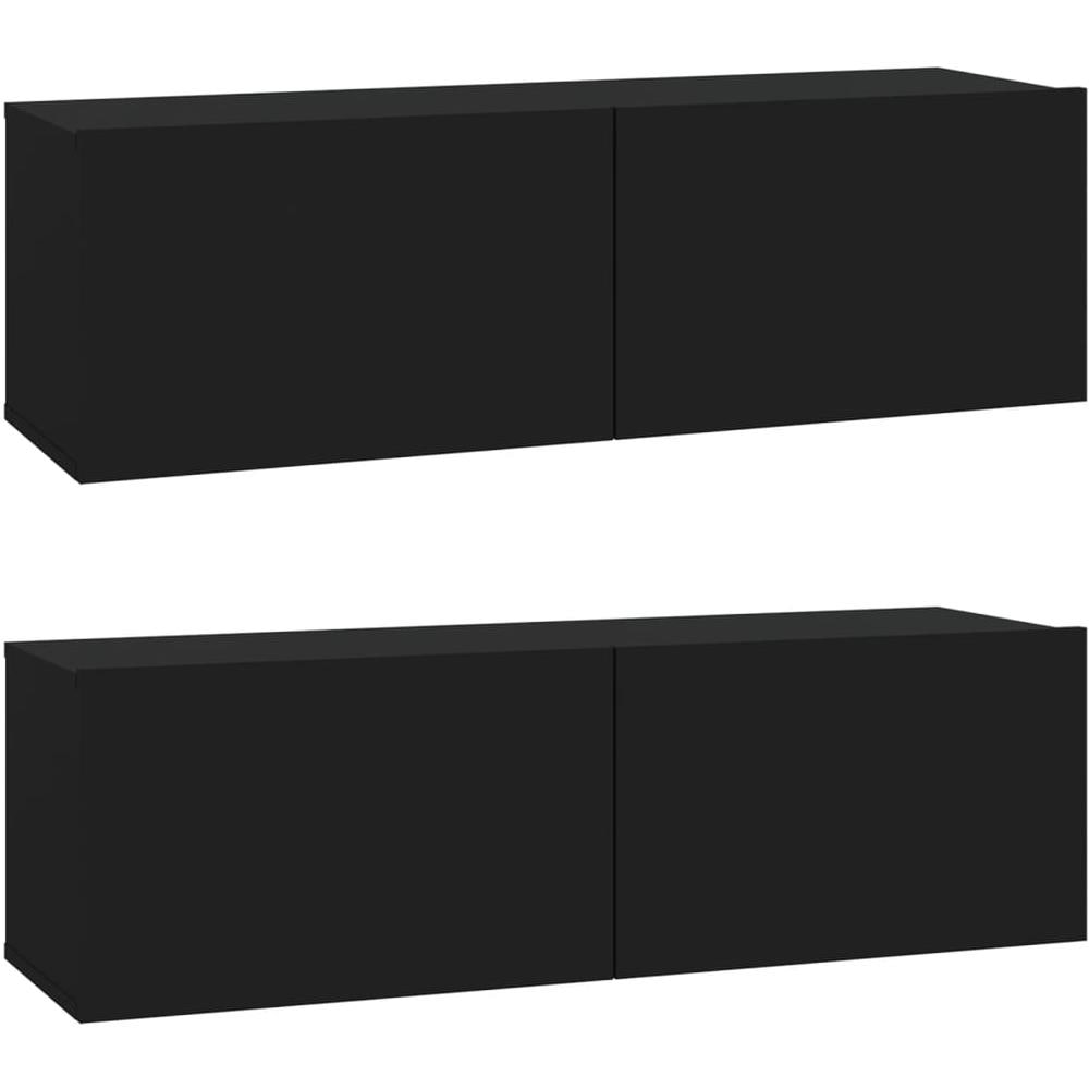 Mobili Tv Da Parete 2 Pz Neri 100x30x30 Cm Legno Multistrato - Foto 2
