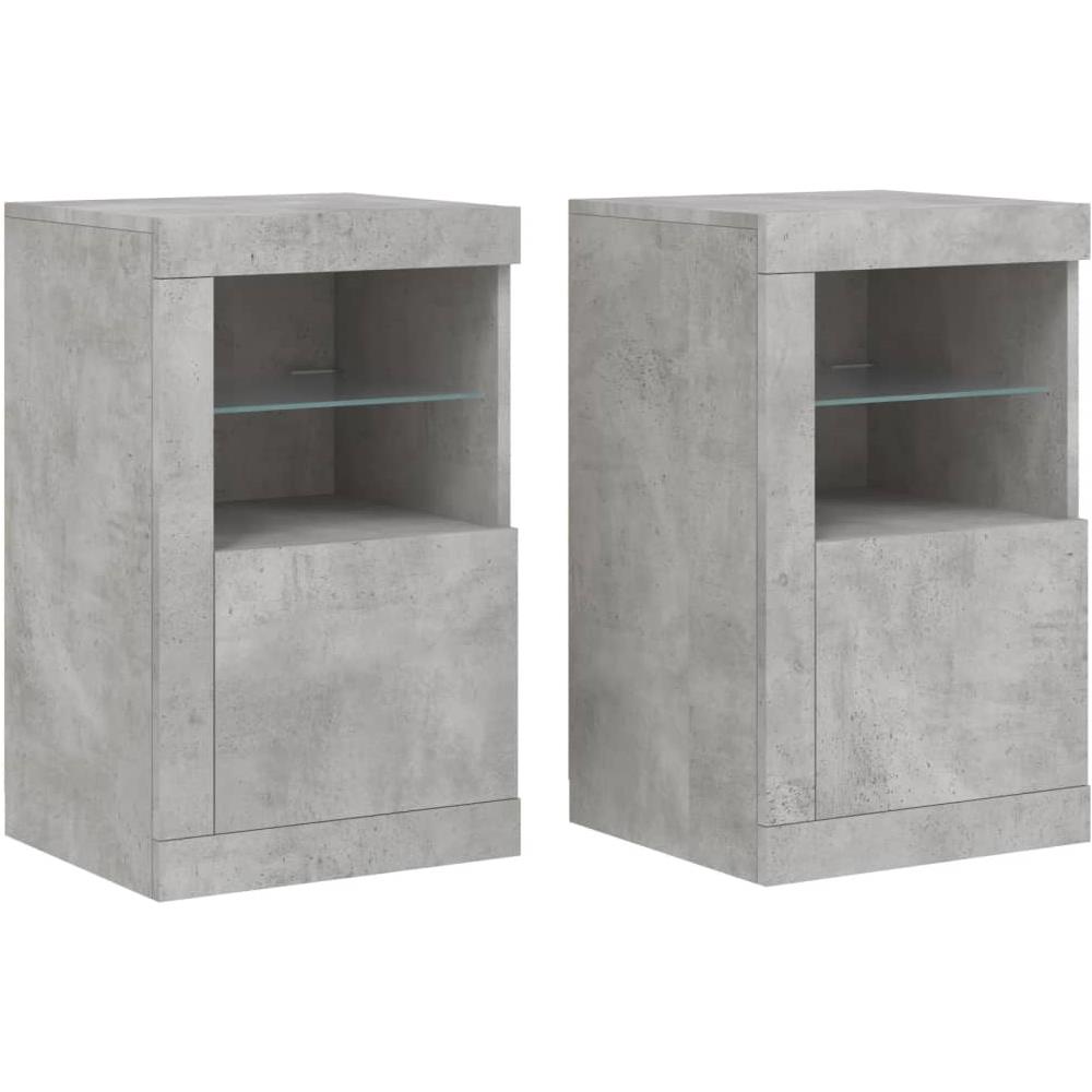 Armadietti Con Luci Led 2pz Grigio Cemento In Legno Multistrato - Foto 2