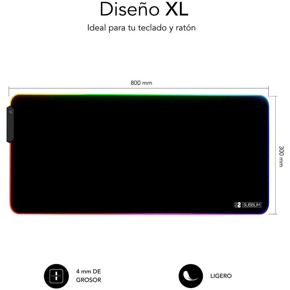 SUBMP-02RGB01 tappetino per mouse Tappetino per mouse per gioco da computer Nero - Foto 4
