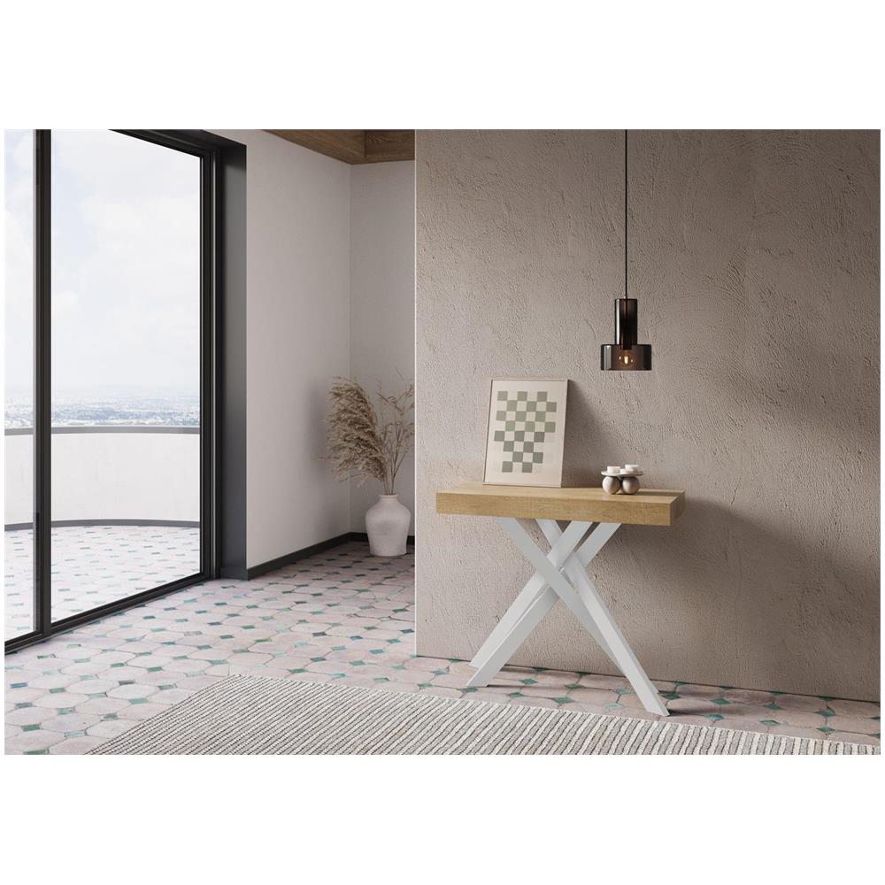 Consolle allungabile 90x40/196 cm Krack Small quercia natura gambe bianche - Foto 2