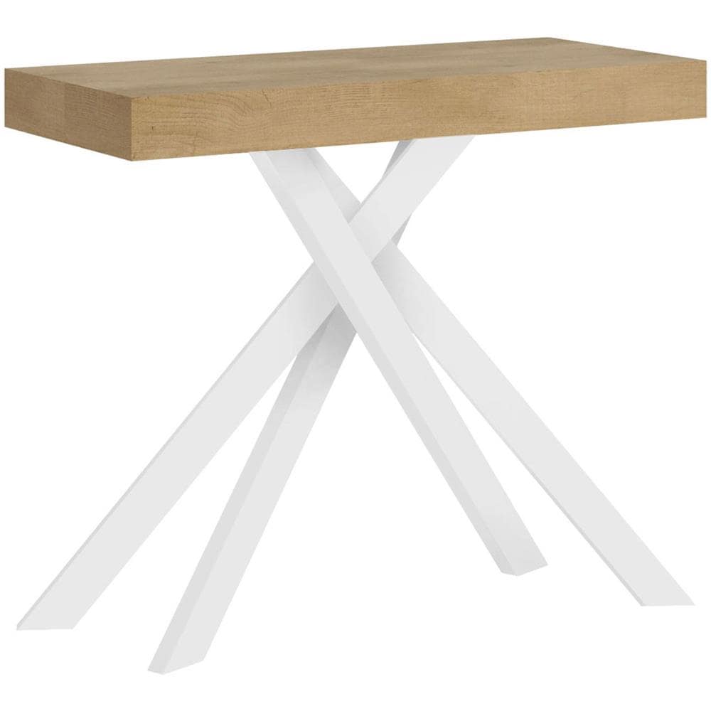 Consolle allungabile 90x40/196 cm Krack Small quercia natura gambe bianche - Foto 1