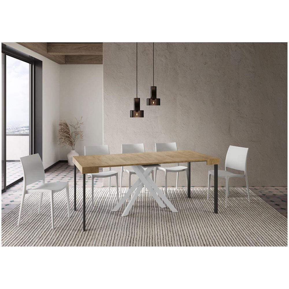 Consolle allungabile 90x40/196 cm Krack Small quercia natura gambe bianche - Foto 3