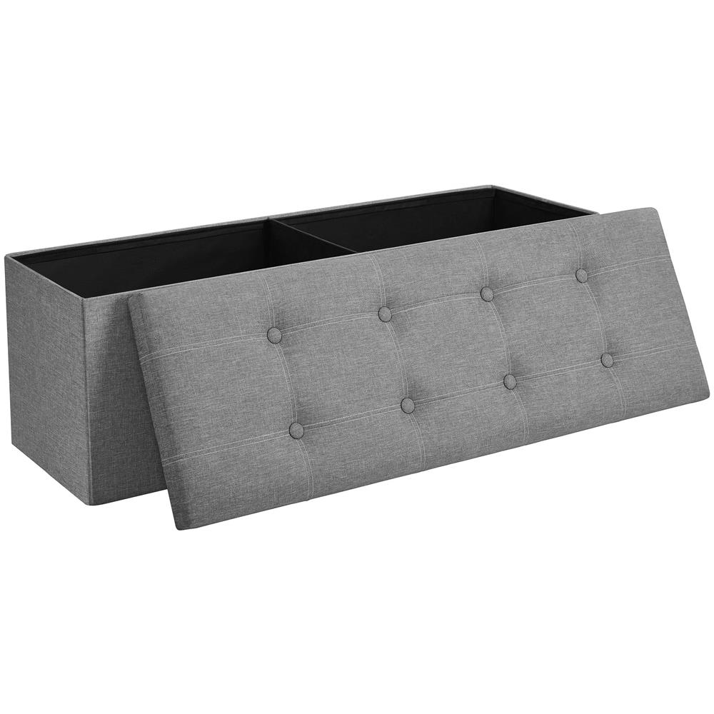 Pouf contenitore Valora PUFA in MDF grigio chiaro, tessuto effetto lino LSF077G05V1 - Foto 2