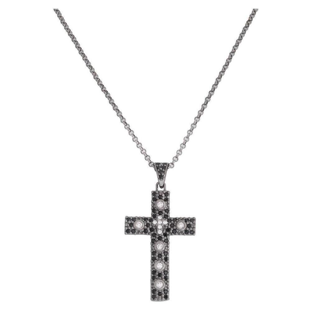 Collana In Argento 925 - Collezione Rosari - Colore Rodionero - Misura Unica Collana Croce - Foto 1