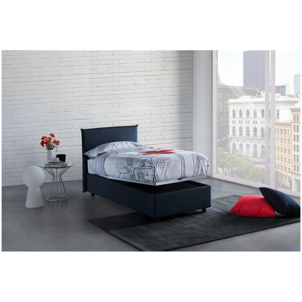 Talamo Italia Letto Matrimoniale Contenitore sfoderabile Anna Made in Italy Azzurro con Materasso LUNGHEZZA 190 