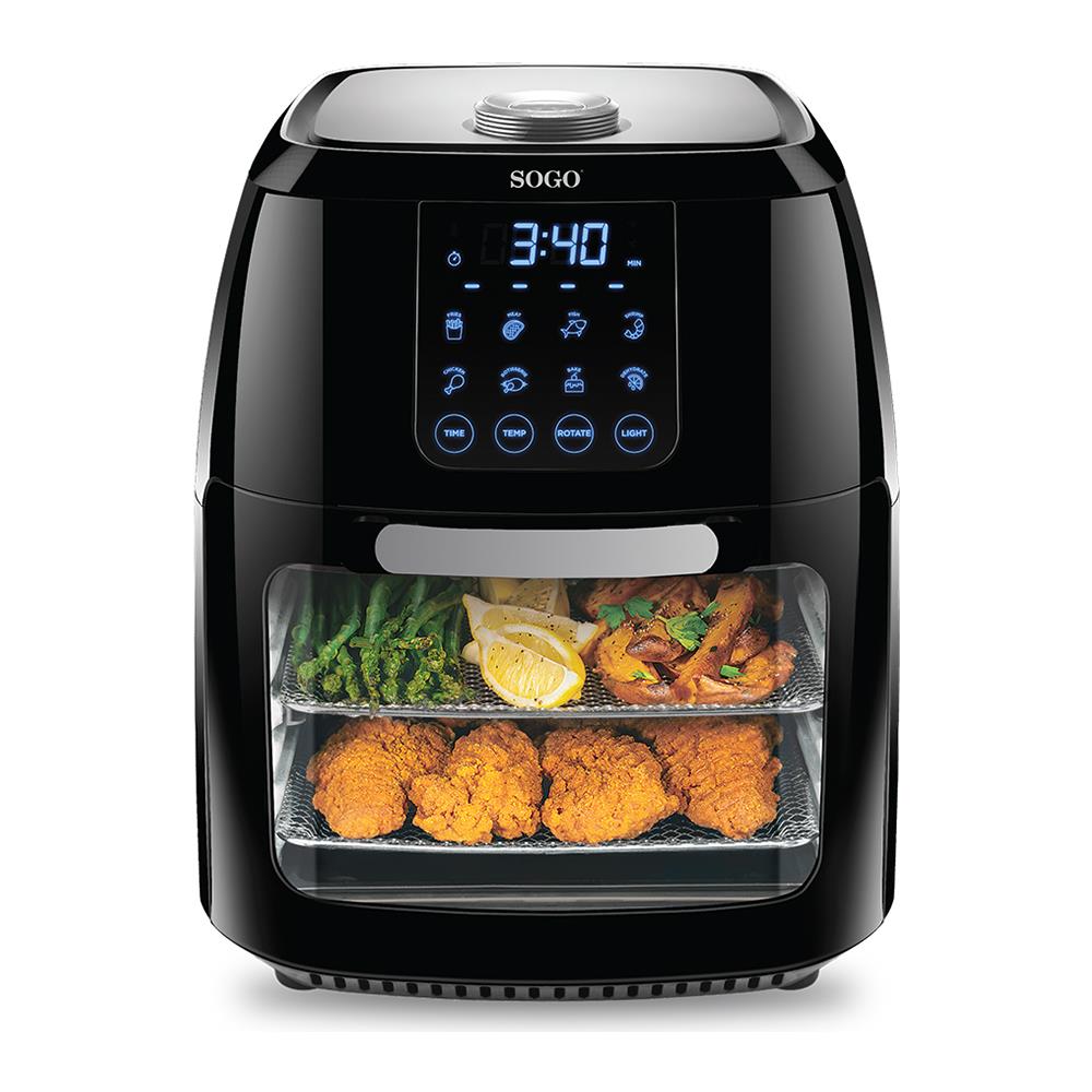 Friggitrice 6 Litri, Disidratante, Forno Ad Aria Calda, Automatico, Grill, Nero E Grigio, 10 Litri - Foto 2