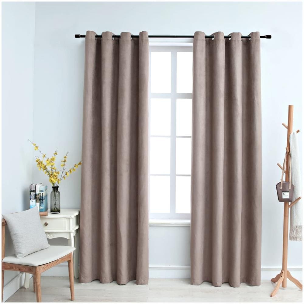 Tende Oscuranti Con Anelli Metallo 2 Pz Grigio Talpa 140x175 Cm - Foto 1