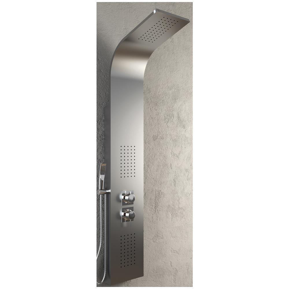 Colonna Doccia 3 Funzioni Acciaio Inox 2 Bocchette Idro Lombari L20xp44xh140 001b *** Finitura- : Spazzolato - Foto 1