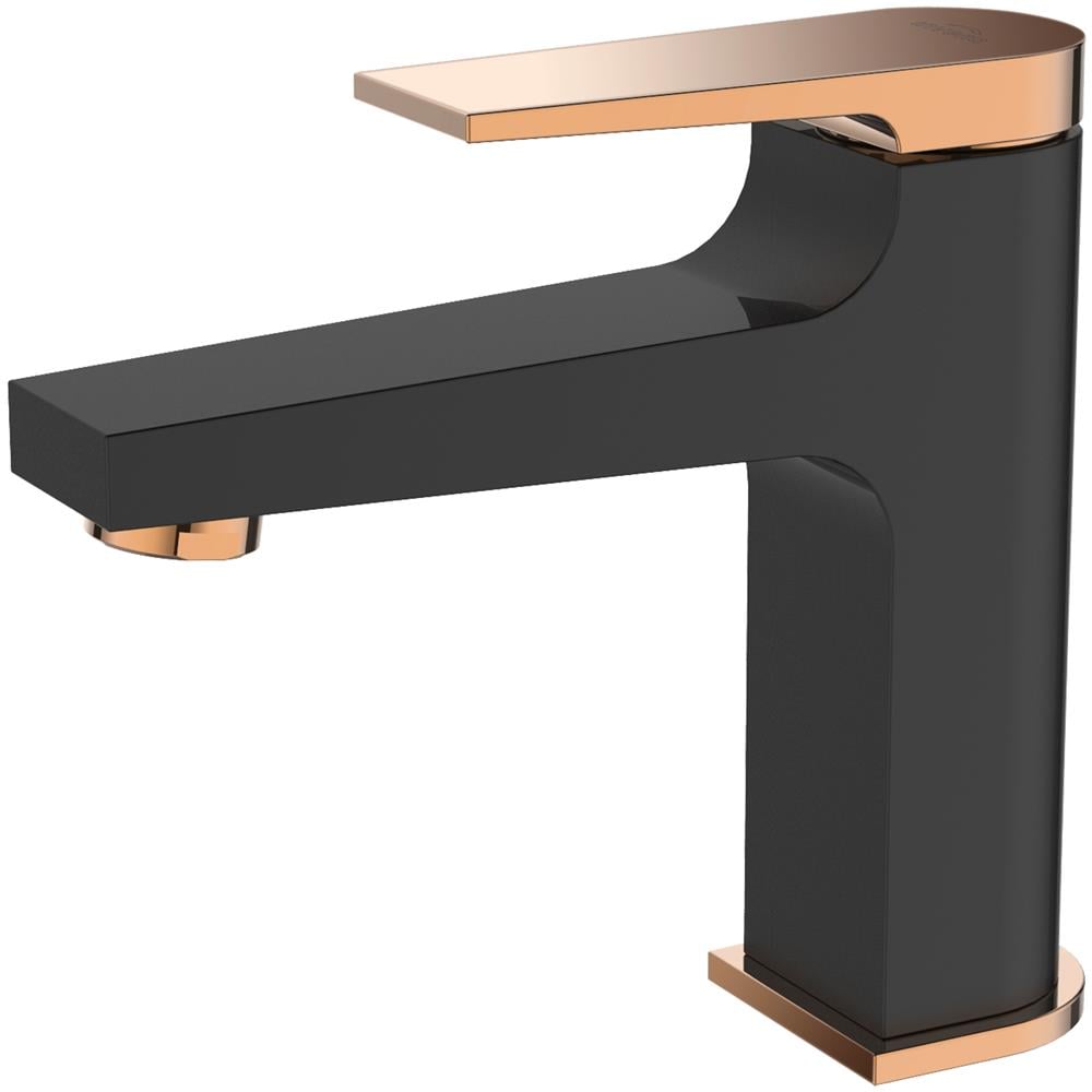 Nero / rose Gold Ottone Bagno Bacino Rubinetto Miscelatore Connettore Click-clack - Foto 1