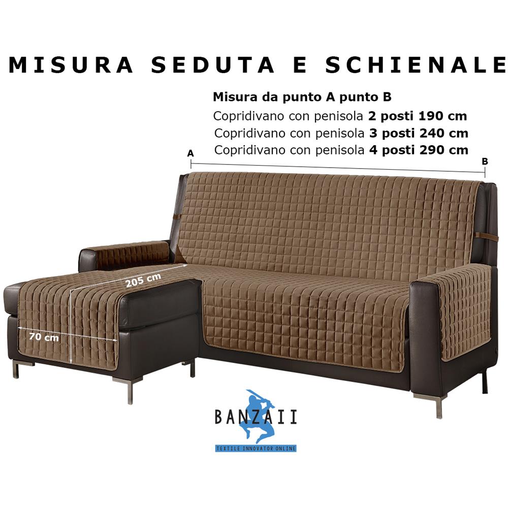 Copridivano Con Penisola Destra / sinistra Trapuntato Tinta Unita Antimacchia Reversibile 2 Posti Corda - Foto 2