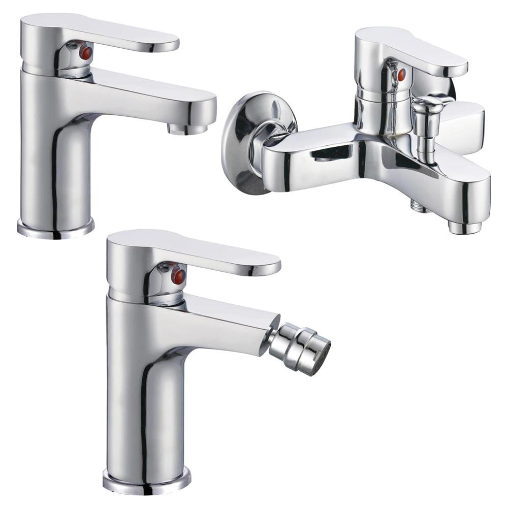 Miscelatore Rubinetto Bidet Cromato + Miscelatore Rubinetto Lavabo Cromato + Miscelatore Esterno Vasca Con Deviatore - Foto 1