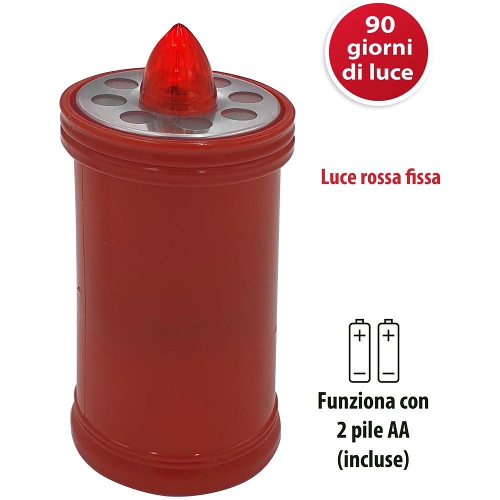 Lumino Elettrico A Led 15,2cm, Durata 90gg, Rosso Con Luce Fissa Rossa - Foto 1